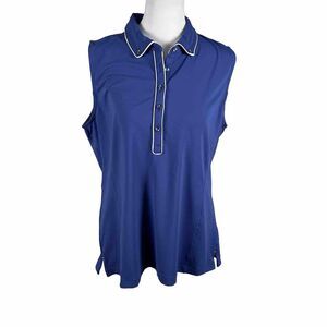 Fairway and Greene Blue Golf Sleeveless Tank Polo Shirt Top Large Stretch Casual